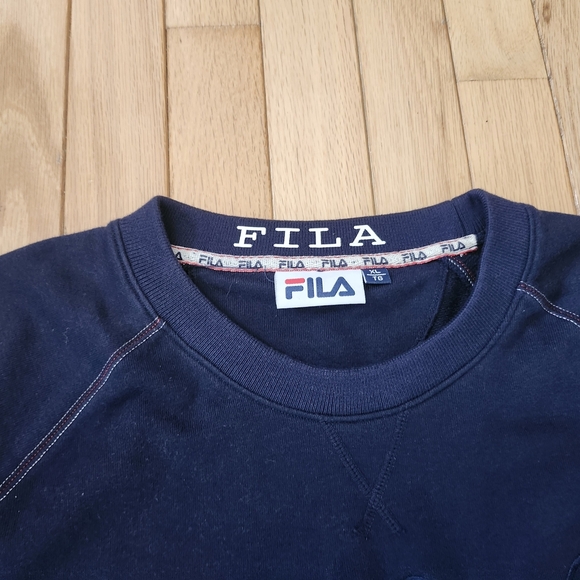 Fila Men’s Blue Navy Crewneck Classic Sweater XL Y2K Streetwear Casual Pullover - Picture 8 of 14